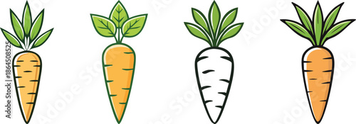 Carrot vegetable line art illustration clean geometric outline bold black healthy food design