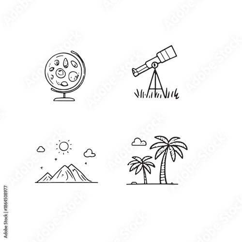 Travel and tourism icons vector set illustration