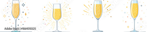 Champagne flute illustration bubbly drink toast celebration party event luxury concept