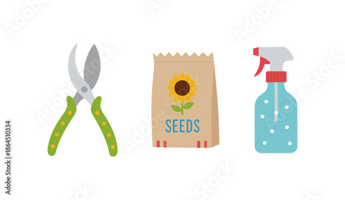 Professional Gardening Tools Set with Pruning Shears Seed Packet and Water Spray Bottle for Horticulture Plant Care and Backyard Farming Activity