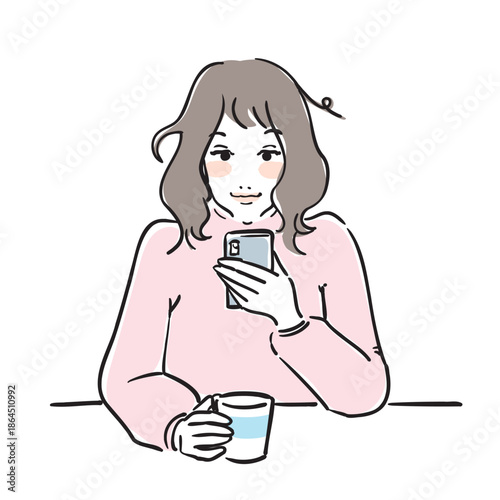 寝起きの可愛い女性上半身