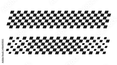 Racing stripes and checkered race flag. Sport car decal stripes and automotive graphics. Vector illustration.