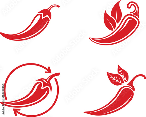 Chili pepper line art illustration bold curved spicy food ingredient design