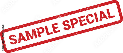 Grunged rectangular mark displaying sample special text, ideal for announcing limited time offers or exclusive product promotions and unique deals