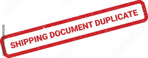 Grungy rectangular rubber stamp icon displaying SHIPPING DOCUMENT DUPLICATE text for administrative records management