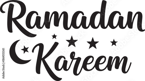Ramadan Kareem Arabic Calligraphy With Stars on White Background greeting