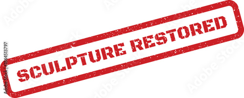 Grungy red sculpture restored rectangular rubber stamp texture for museum exhibition and historical artifact preservation documentation
