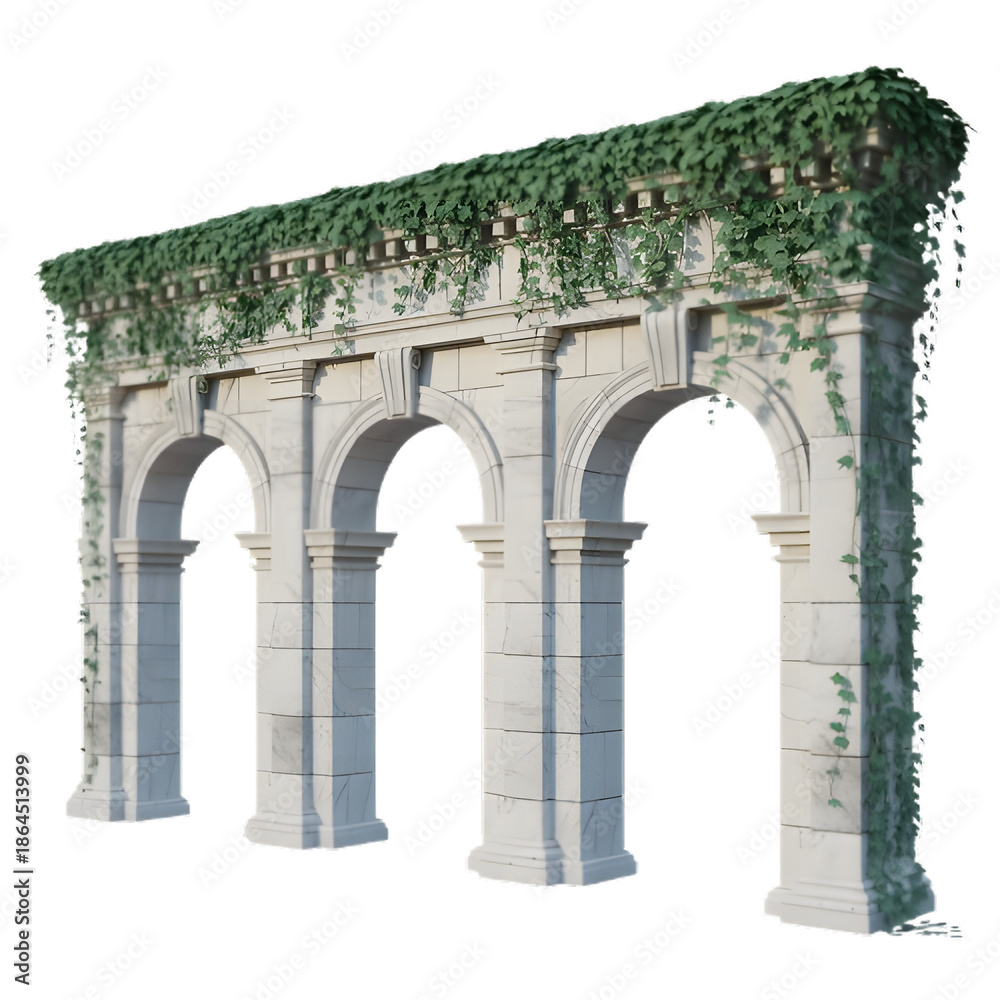 Naklejka premium Old Stone Archway with Green Ivy Decoration Illustration