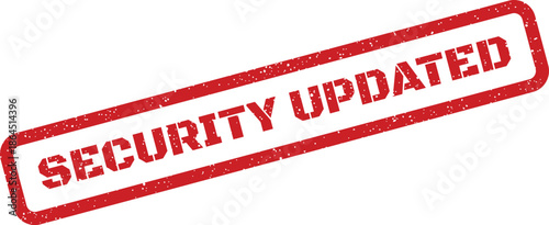 Official grunge rubber stamp mark displaying the definitive text SECURITY UPDATED to confirm system integrity