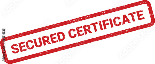 Official rectangular rubber stamp with grunge texture confirming a secured certificate document validity