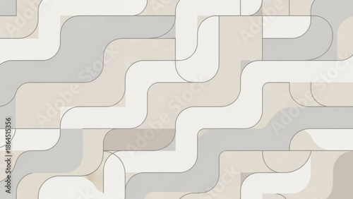 A modern abstract background with wavy lines in shades of gray and beige