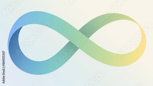A colorful gradient infinity symbol on white background, representing eternity and unity