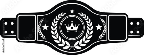 Championship belt vector illustration with crown and laurel wreath symbols for boxing wrestling martial arts and sports competition winners
