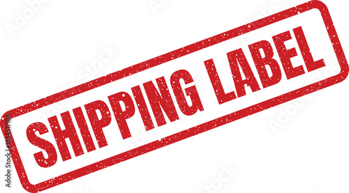Rectangular grunge effect rubber stamp identifying crucial information for package tracking and delivery