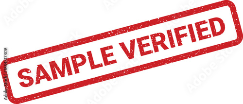 Rectangular grunge rubber stamp clearly stating SAMPLE VERIFIED for official quality assurance or testing validation