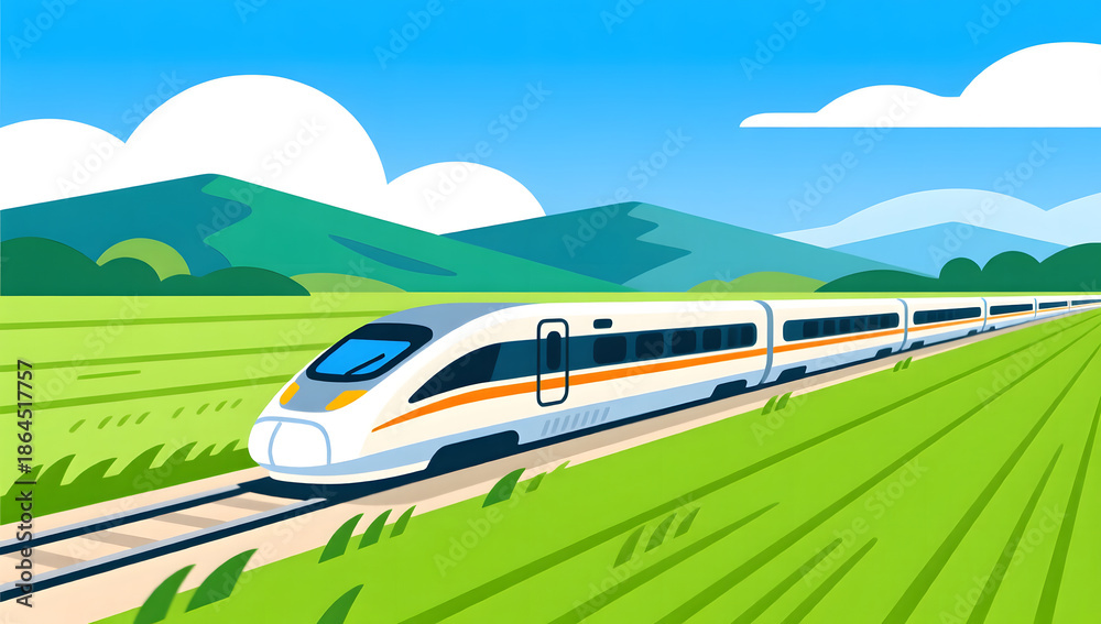 Fototapeta premium High speed train gliding across open countryside