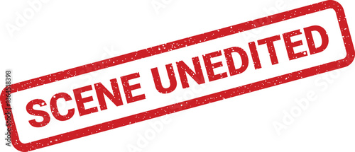 Red distressed rubber stamp with text SCENE UNEDITED suggesting authenticity and original raw content status