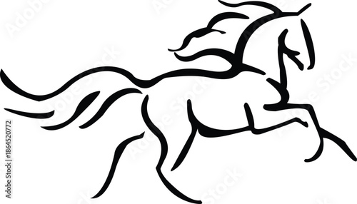 A galloping horse illustration with flowing mane in dynamic motion