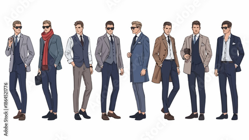 Diverse Mens Fashion Styles - A Collection of Elegant Outfits.