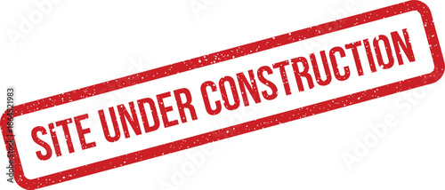 Red grunge textured rubber stamp icon indicating a website or digital presence under construction status