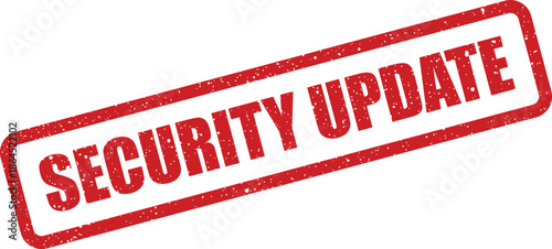 Red grunge textured stamp with the important message SECURITY UPDATE in bold uppercase letters for digital notifications