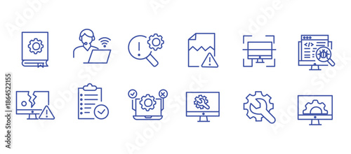 IT support icon set. Editable line icons. Vector illustration.