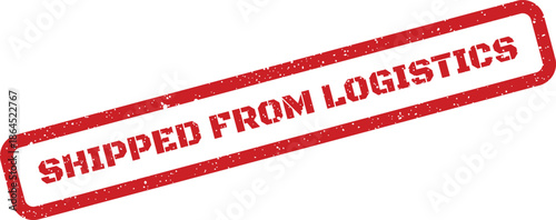 Red rectangular rubber stamp texture with distressed edges, indicating item dispatch from the logistics department or shipping center