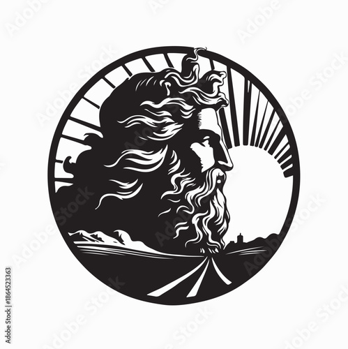 Zeus Head Logo Concept Initial Stock Vector on White Background