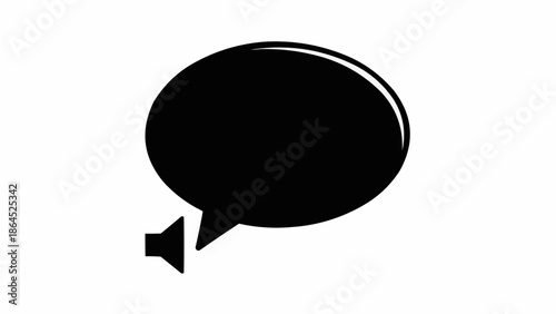 Black Speech Bubble with Speaker Icon for Audio Communication.