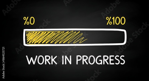 Work in progress concept typography with loading bar for process development design
