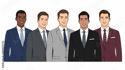 Diverse Group of Businessmen in Suits Standing Together.