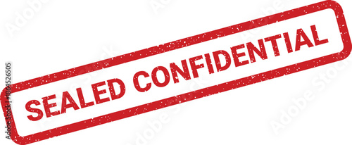 Red rubber stamp visual with grunge texture conveying official sealed confidential information and privacy
