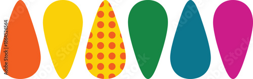 Colorful abstract teardrop shapes set, geometric modern blobs illustration, bright decorative elements, minimal flat design background pattern collection