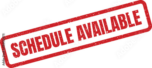 Red textured rubber stamp indicating schedule availability, useful for business communication and event planning