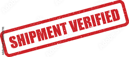 Red textured rubber stamp with SHIPMENT VERIFIED text confirming successful inspection or status