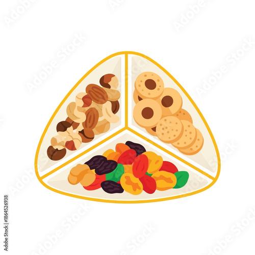 Ramadan sweets and dried fruits vector illustration for festive food design