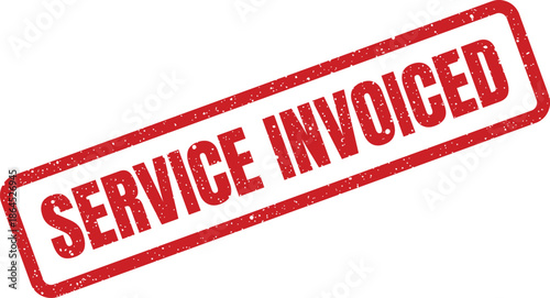 Red textured service invoiced rubber stamp for completed financial transactions and billing processes