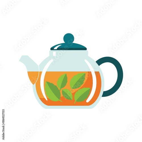 Ramadan tea pot vector illustration with green leaves for festive design