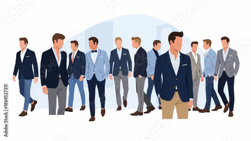 Diverse Group of Men in Stylish Business Attire.