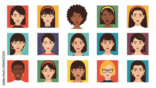 Diverse Women Portraits - A Collection of Unique Facial Expressions.
