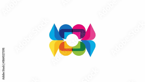 Colorful Abstract Logo Design with Geometric Shapes and Vibrant Colors.