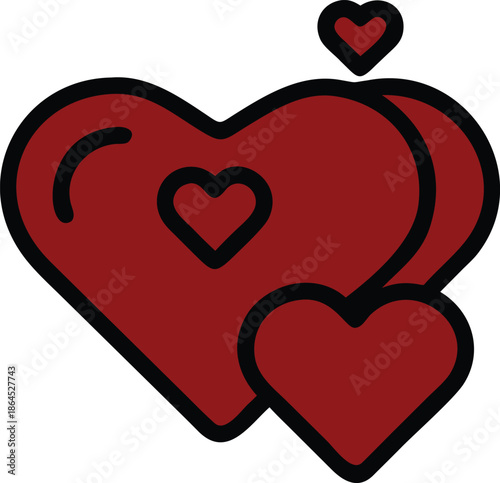 A symbolic illustration featuring multiple red heart shapes representing love, romance, and relationships.