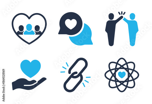 Social Relations and Team Collaboration icon set. Solid glyph series icons