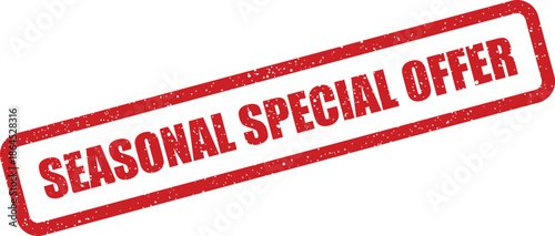 Textured red rubber stamp graphic illustrating a seasonal special offer for discounts and limited promotions