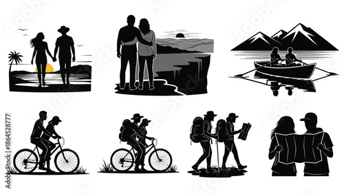 Couple enjoying various outdoor activities together