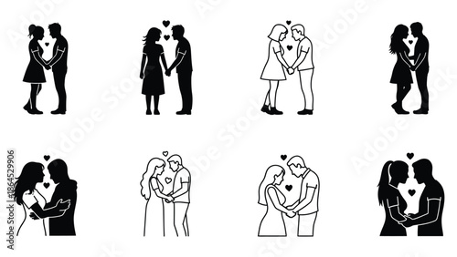 Collection of couples embracing each other with love