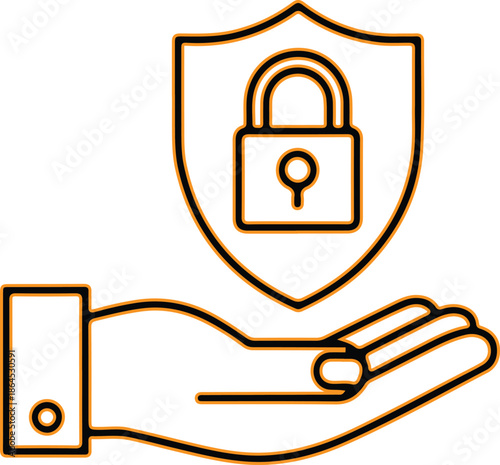 Secure protection shield and hand vector icon