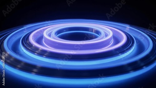 Dynamic blue concentric circles glowing with vibrant light