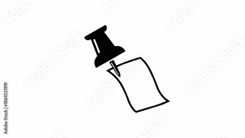 Hand-Drawn Illustration of a Push Pin Securing a Note.