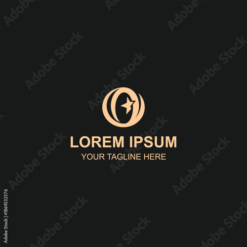 letter O golden star logo design with Creative Illustration
